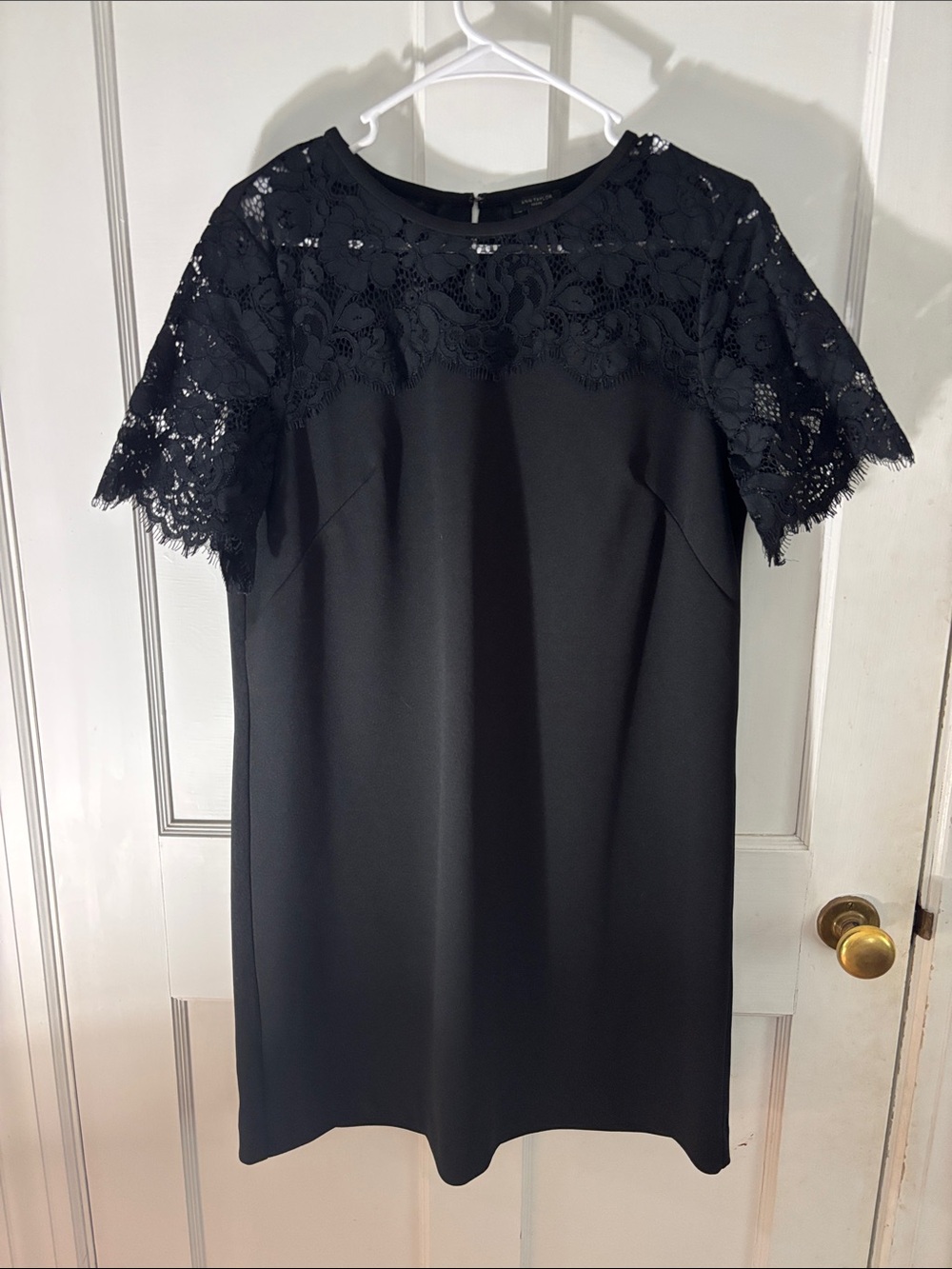 Ann Taylor Black Lace Yoke Mini Dress #20